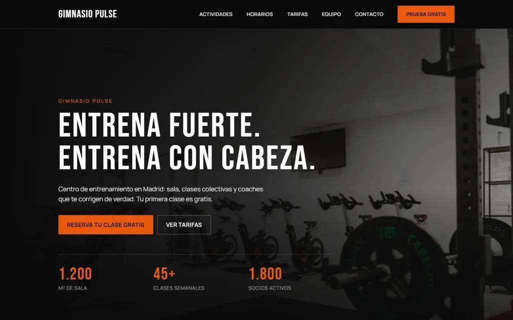 Captura de la plantilla de gimnasio Gimnasio Pulse