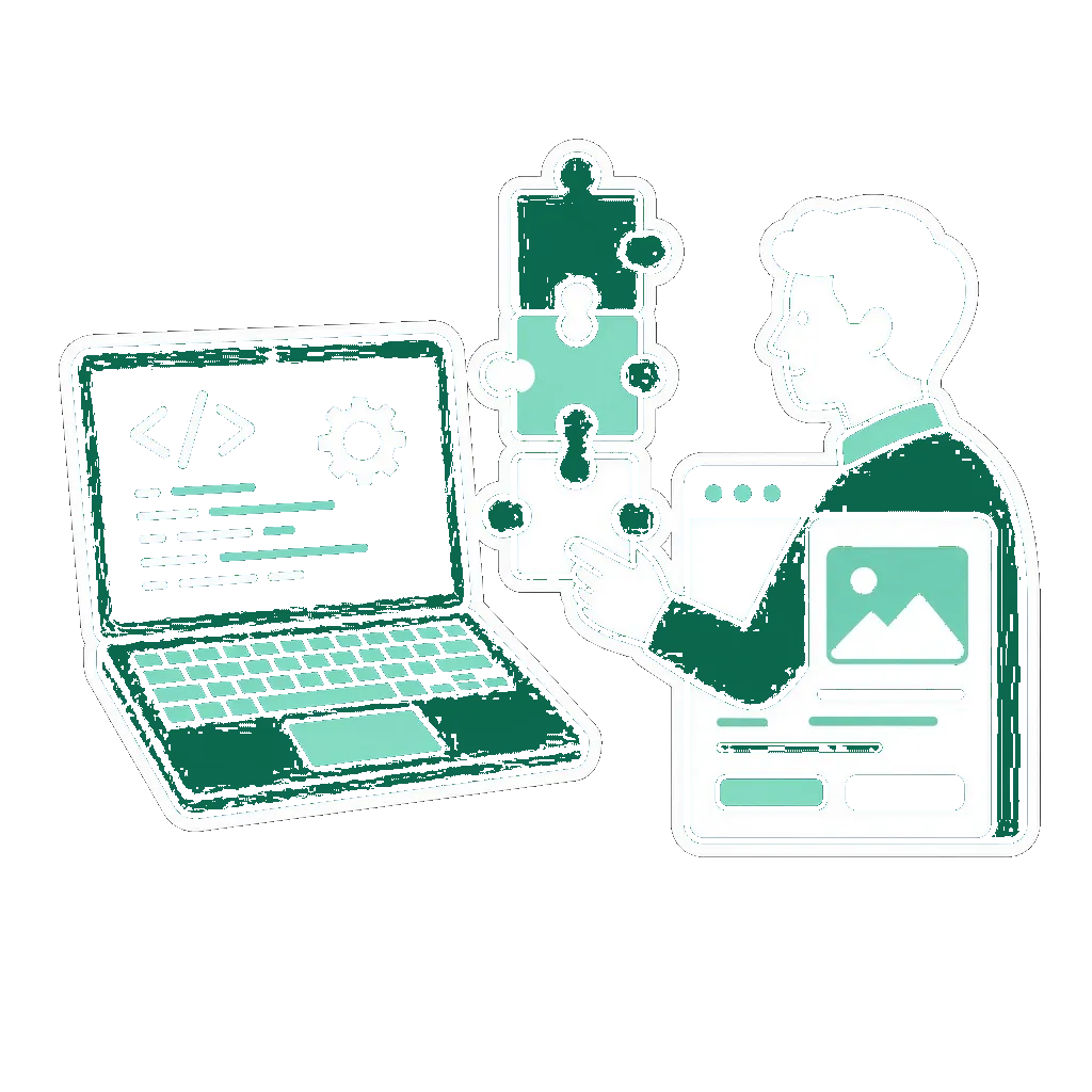 Ilustración de desarrollo a medida y CMS