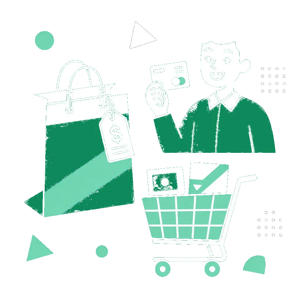 Ilustración de tienda online y compra